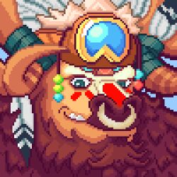  1:1 2_horns anthro beardreigon blizzard_entertainment bovid bovine digital_media_(artwork) facial_piercing horn male mammal nose_piercing nose_ring piercing pixel_(artwork) ring_piercing tauren warcraft 