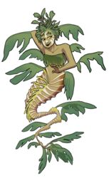  alpha_channel animal_humanoid digital_media_(artwork) female fish fish_humanoid front_view full-length_portrait green_eyes humanoid leafy_seadragon marine marine_humanoid merfolk portrait reedflower simple_background smile solo split_form syngnathid syngnathiform white_background 