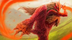  2016 3_toes amber_eyes ambiguous_gender anthro attack avian beak biped bird blaziken chenks-r claws detailed detailed_feathers digital_media_(artwork) digital_painting_(artwork) dutch_angle feathers featureless_crotch feet fighting_pose fire frown generation_3_pokemon grass hi_res kick multicolored_body multicolored_feathers nintendo nude on_one_leg orange_beak orange_theme outside plant pokemon pokemon_(species) pose raised_arm raised_leg realistic red_body red_feathers red_tail sky solo standing tail tail_feathers talons toe_claws toes two_tone_body two_tone_feathers white_body white_feathers 