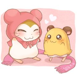  :3 bedding blanket blush brown_body brown_fur closed_eyes clothing cricetid duo female feral fur hamster hamtaro_(series) hat headgear headwear heart_symbol huyumikann mammal pashmina_(hamtaro) penelope_(hamtaro) rodent scarf simple_background whiskers white_body white_fur 