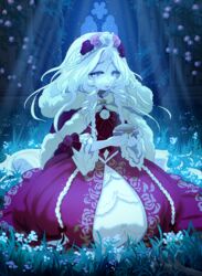  2022 akitamonster alternative_fashion anthro blue_eyes braided_hair breasts classic_lolita digital_media_(artwork) equid equine eyebrows eyelashes female hair hi_res hime_lolita horn j-fashion lolita_(fashion) mammal mythological_creature mythological_equine mythology solo unicorn white_hair 