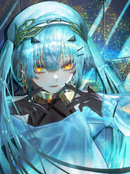  absurdres bare_shoulders beret black_gloves breasts dress earrings fate/grand_order fate_(series) female forked_eyebrows glasses gloves hat highres jewelry jin_sumire long_hair long_sleeves looking_at_viewer melusine_(exhibition_attire)_(fate) melusine_(fate) off_shoulder sidelocks small_breasts smile solo twintails unworn_eyewear white_dress white_hair white_hat yellow_eyes 