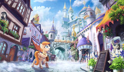  2015 absurd_res amazing_background art_nouveau bonbon_(mlp) building canterlot castle detailed detailed_background devinian diamond_tiara_(mlp) duo earth_pony equid equine fan_character fancypants_(mlp) feathered_wings feathers female filthy_rich_(mlp) fleur_de_lis_(mlp) friendship_is_magic hasbro hi_res horn horse mammal my_little_pony mythological_creature mythological_equine mythology pegasus pony unicorn wings 