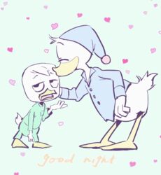  anatid animated anseriform anthro avian beak bird bottomless bottomwear brother_(lore) brothers_(lore) clothed clothing dewey_duck disney donald_duck duck ducktales ducktales_(2017) hat headgear headwear huey_duck kissing louie_duck male mikidonagu nephew_(lore) nightcap pajamas short_playtime shorts sibling_(lore) slideshow triplets_(lore) uncle_(lore) uncle_and_nephew_(lore) 