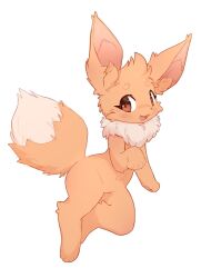  2023 ancesra brown_body brown_eyes brown_fur brown_nose cute_fangs eevee fangs female feral fluffy fluffy_tail fur generation_1_pokemon hi_res multicolored_body multicolored_fur neck_tuft nintendo open_mouth pokemon pokemon_(species) simple_background solo tail teeth tuft two_tone_body two_tone_fur white_background 