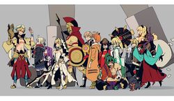  4boys 6+girls :d ^^^ aestus_estus ahoge animal_ears animalization anne_bonny_(fate) artoria_pendragon_(fate) bag billy_the_kid_(fate) black-framed_eyewear black_jacket black_neckwear black_ribbon blank_eyes blonde_hair blue_eyes blue_skirt blush boots braid braided_bun breasts buster_shirt canine closed_eyes closed_mouth commentary_request dango dark_skin dress eating fate/grand_order fate_(series) food from_side gauntlets giant gilgamesh_(caster)_(fate) gilgamesh_(fate) glasses grin hair_bun hair_ribbon hand_up hat headband helm helmet highres hip_vent holding holding_weapon imigimuru jacket jaguar_ears jaguar_print jaguarman_(fate) jeanne_d&#039;arc_(fate) jeanne_d&#039;arc_(swimsuit_archer)_(fate) jeanne_d&#039;arc_(swimsuit_archer)_(second_ascension)_(fate) jekyll_and_hyde_(fate) jitome large_breasts leonidas_(fate) long_hair long_sleeves mary_read_(fate) medusa_(fate) medusa_(lancer)_(fate) multiple_boys multiple_girls mysterious_heroine_x_alter_(fate) mysterious_heroine_x_alter_(first_ascension)_(fate) navel nero_claudius_(bride)_(fate) nero_claudius_(bride)_(second_ascension)_(fate) nero_claudius_(fate) oda_nobunaga_(fate) oda_nobunaga_(swimsuit_berserker)_(fate) oda_nobunaga_(swimsuit_berserker)_(first_ascension)_(fate) okada_izou_(dog)_(fate) okada_izou_(fate) opaque_glasses open_mouth orange_hair pants paul_bunyan_(fate) peaked_cap pleated_skirt polearm pomeranian_(dog) ponytail purple_hair queen_of_sheba_(fate) red_pants red_scarf red_shirt ribbon sanshoku_dango scarf semi-rimless_eyewear shield shirt short_hair shoulder_bag single_gauntlet single_hair_bun skirt smile smug spear tawara_touta_(fate) under-rim_eyewear wagashi walking weapon wedding_dress white_dress wide-eyed 