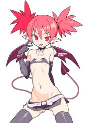  :p black_panties choker demon_girl demon_tail demon_wings disgaea earrings elbow_gloves etna_(disgaea) female flat_chest gloves highres jewelry looking_at_viewer matuo3232 microskirt navel o-ring o-ring_choker panties panty_peek pointy_ears red_eyes red_hair skirt skull_earrings solo tail thighhighs tongue tongue_out underwear v wings 