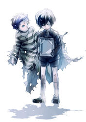  2boys aged_down black_hair blue_eyes blue_hair commentary_request houhou_(black_lack) lolicon male_focus multiple_boys persona persona_3 pharos school_uniform yuuki_makoto_(persona_3) 