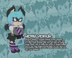  anthro barkin_mad bat big_breasts biography blue_hair bodily_fluids bottomwear breasts clothed clothing duo english_text female hair lunchbox mammal necktie nicky_vicious pupils school_uniform skirt slit_pupils smokyjai sweat text uniform young young_anthro 