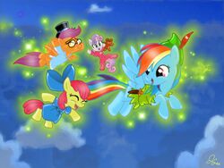  apple_bloom_(mlp) blue_body blue_feathers clothing cutie_mark cutie_mark_crusaders_(mlp) disney earth_pony equid equine eyewear feathered_wings feathers female feral flying friendship_is_magic glasses green_eyes group hair hasbro hat headgear headwear horn horse john_darling mammal michael_darling multicolored_hair my_little_pony mythological_creature mythological_equine mythology night pegasus peter_pan peter_pan_(character) pony purple_hair rainbow_dash_(mlp) rainbow_hair red_hair scootaloo_(mlp) signature spicy-demon_(artist) sweetie_belle_(mlp) top_hat two_tone_hair unicorn wendy_darling wings young 