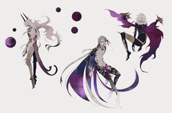  3boys arjuna_(fate) arjuna_alter_(fate) bare_pectorals bare_shoulders bishounen black_bodysuit bodysuit fate/grand_order fate_(series) floating floating_hair full_body genderswap_(ftm) gsgs hair_ribbon kama_(fate) kama_(third_ascension)_(fate) karna_(fate) long_hair looking_away multiple_boys pale_skin pectorals planetary_ring red_eyes revealing_clothes ribbon rule_63 tail very_long_hair white_hair 