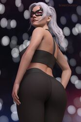  1girls 3d 3d_(artwork) ass back_view big_ass big_butt black_cat_(marvel) bobbysnaxey butt cg crop_top daz_studio eyewear felicia_hardy female female_focus female_only fully_clothed goggles human leggings light-skinned_female light_skin long_hair looking_back marvel marvel_comics ponytail pose silver_hair solo solo_female solo_focus spider-man_(ps4) spider-man_(series) tight_clothing white_hair 