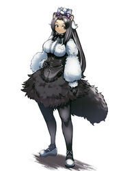  :/ animal_ears anteater_ears anteater_tail arm_at_side bad_id bad_twitter_id black_hair bow bowtie breast_pocket breasts center_frills closed_mouth commentary_request corset expressionless female frills full_body fur_skirt fur_sleeves giant_anteater_(kemono_friends) gloves hair_ornament hand_on_own_hip hatch_(hatch_box) kemono_friends large_breasts long_hair long_sleeves looking_at_viewer pantyhose pocket puffy_long_sleeves puffy_sleeves shoes simple_background skirt solo standing tail very_long_hair white_background 