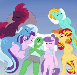  anonymous bandana blonde_hair blue_body blue_hair blue_tail broken_horn closed_eyes clothing crossed_arms cutie_mark digital_media_(artwork) earth_pony equestria_girls equid equine female feral friendship_is_magic green_body green_skin greenybeanz grin group hair hasbro hi_res horn horse human kerchief lightning_dust_(mlp) lying male mammal multicolored_hair my_little_pony my_little_pony:_the_movie_(2017) mythological_creature mythological_equine mythology open_mouth pegasus pillow pink_body pink_hair pink_tail pony purple_body purple_hair purple_tail quadruped red_hair red_tail sleeping smile starlight_glimmer_(mlp) sunset_shimmer_(eg) suri_polomare_(mlp) tail tempest_shadow_(mlp) trixie_(mlp) two_tone_hair two_tone_tail unicorn wings yellow_body 