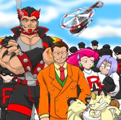  giovanni helicopter james jax_the_bat jessie_(pokemon) meowth original persian pokemon sakaki_(pokemon) sweatdrop team_rocket 