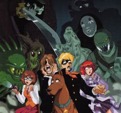  alternate_costume ascot daphne daphne_ann_blake flashlight fred frederick_herman_jones glasses monster monsters necktie norville_&quot;shaggy&quot;_rogers norville_rogers scoobert_doo scooby-doo scooby-doo_(character) scooby_doo shaggy shaggy_rogers velma velma_dace_dinkley velma_dinkley 