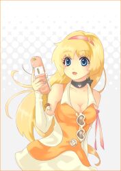  blonde_hair cellphone cutie_honey heart keychain kisaragi_honey long_hair nail_polish phone touei 