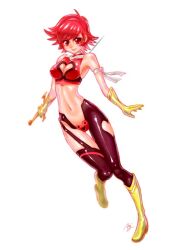  boots cutie_honey glove gloves heart heart_cutout kisaragi_honey mj_(artist) red_hair red_hair short_hair sword touei weapon 