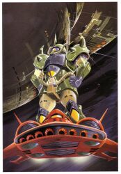  absurdres aircraft dodai_ys gouf gundam highres mecha mobile_suit_gundam official_art okawara_kunio ookawara_kunio 