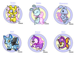  3_toes acara_(neopets) accessory aisha_(neopets) ambiguous_gender antennae_(anatomy) barefoot beak bib black_eyes blue_body blue_fur blumaroo bori_(neopets) bow_(feature) bow_accessory bow_ribbon bruce_(neopets) buzz_(neopets) chibifur claws closed_eyes collar faerie_neopet feet feral francis-john fur furgonomics group insect_wings jumpstart_games looking_back neck_bow neopet_(species) neopets nude open_mouth pink_eyes pink_nose purple_body purple_skin ribbons smile tail tail_accessory tail_bow tail_ribbon tail_tuft toes tuft wings yellow_body yellow_eyes yellow_fur 