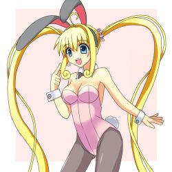  animal_ears blonde_hair blue_eyes commentary_request female long_hair mermaid_melody_pichi_pichi_pitch miru nanami_lucia pantyhose playboy_bunny rabbit_ears solo twintails wrist_cuffs 