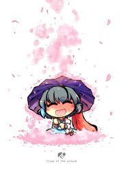  :d ^_^ cherry_blossoms chibi closed_eyes commentary_request female okome_(kome_kuma) revision smile solo tatara_kogasa touhou white_background 