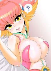  absurdres artist_request belt bodysuit breasts hair_ornament highres huge_breasts kouzuki_anna kozuki_anna_(yugioh_zexal) large_breasts lying lying_down multicolored_hair orange_hair pink_hair red_hair skin_tight skintight yellow_eyes yu-gi-oh! yu-gi-oh! yugioh_zexal yuu-gi-ou_zexal 