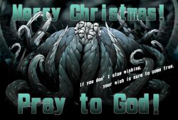  bad_id bad_pixiv_id commentary_request cthulhu cthulhu_mythos english_text mask mazeran merry_christmas monster no_humans persona 