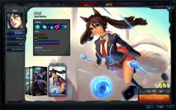  aburaage ahri_(league_of_legends) amumu animal_ears character_name commentary english_commentary english_text fake_screenshot female food fox_tail league_of_legends long_hair multiple_tails mummy pleated_skirt school_uniform skirt tail tororoto twintails 