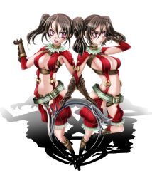  1041_(toshikazu) brown_hair dual_persona long_hair purple_eyes siblings soul_calibur soulcalibur_iv tira tira_(soulcalibur) twins twintails 