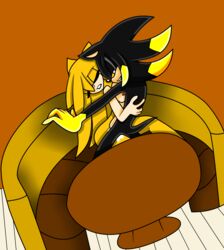  absurd_res anthro arm_support bite biting_lip biting_own_lip black_body black_fur bodily_fluids breasts closed_eyes cum digital_media_(artwork) duo eulipotyphlan fan_character female female_penetrated from_front_position fur genital_fluids hedgehog hi_res lying male male/female male_penetrating male_penetrating_female mammal missionary_position nipples nude on_back penetration penile penile_penetration penis_in_pussy sega self_bite sex sonic_the_hedgehog_(series) unknown_artist vaginal_penetration vaginal_penetration yellow_body yellow_fur 