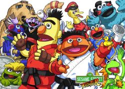  6+boys aloysius_snuffleupagus bert_(sesame_street) big_bird_(sesame_street) blanka blanka_(cosplay) chihedo chun-li chun-li_(cosplay) commentary_request cookie_monster cosplay count_von_count dhalsim dhalsim_(cosplay) edmond_honda edmond_honda_(cosplay) elmo ernie grover ken_masters ken_masters_(cosplay) kermit_the_frog m._bison m._bison_(cosplay) male_focus microphone multiple_boys muppets no_humans oscar_the_grouch parody rubber_duck ryu_(street_fighter) ryu_(street_fighter)_(cosplay) sesame_street street_fighter 