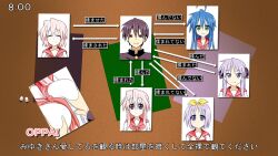  1boy 5girls :3 =_= ahoge arrow_(symbol) bad_id bad_pixiv_id between_breasts black_hair blue_eyes blue_hair breasts gakuran glasses grabbing grabbing_another&#039;s_breast green_eyes hair_ribbon hiiragi_kagami hiiragi_tsukasa izumi_konata kamen_rider kamen_rider_w light_purple_hair long_hair lucky_star mole mole_under_eye multiple_girls neckerchief parody photoshop_(medium) pink_hair purple_eyes relationship_graph ribbon ryouou_school_uniform school_uniform serafuku siblings sisters smile straight takara_miyuki takara_yukari take_(shokumu-taiman) tareme toshiaki_(lucky_star) translated tsurime twins twintails 