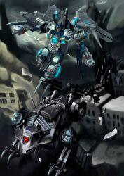  bad_id bad_pixiv_id city cloud decepticon flying mecha no_humans ravage_(transformers) realistic robot ruins science_fiction soundwave_(transformers) transformers transformers:_revenge_of_the_fallen transformers_(live_action) yoruta_yurako 