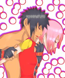  black_hair bossmafuyu menma_(naruto) naruto naruto:_road_to_ninja pink_hair sakura_haruno tagme 