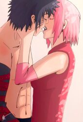  1boy amanda_mcneil amanda_sketches black_hair female kissing menma_(naruto) naruto naruto:_road_to_ninja naruto_shippuuden pink_hair sakura_haruno 