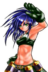  abs blue_hair king_of_fighters leona_heidern midriff navel snk 