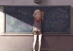  :d ^_^ alternate_costume alternate_hairstyle blonde_hair blush bow bowtie buttons cameo chalkboard classroom closed_eyes commentary_request drawing drill_hair feet_out_of_frame female flandre_scarlet happy homoo... hong_meiling indoors izayoi_sakuya koakuma long_sleeves medium_hair miniskirt no_wings oerba_yun_fang one_side_up open_mouth patchouli_knowledge plaid plaid_skirt pleated_skirt pointy_ears red_bow red_bowtie remilia_scarlet school_uniform shunsuke sidelocks skin_fang skirt smile solo standing thighhighs touhou translated v white_thighhighs wooden_floor 