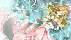  achiba blonde_hair doll eyepatch fairy_tail flower highres imitatia_(fairy_tail) long_hair lucy_heartfilia rose roses tears vines water 