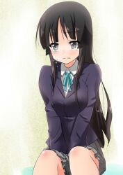  akiyama_mio bad_id bad_pixiv_id black_eyes black_hair female hime_cut k-on! long_hair sakuragaoka_high_school_uniform school_uniform simple_background skirt solo tears uniform yuubi 