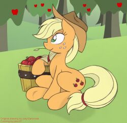  applejack_(mlp) blonde_hair clothing cowboy_hat cutie_mark equid equine female feral friendship_is_magic hair hasbro hat headgear headwear horse jobo37 joey-darkmeat mammal my_little_pony pony solo 