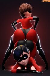  2girls big_ass daughter fat_ass female female_only helen_parr low_res lowres mother mother_and_daughter multiple_girls smitty34 the_incredibles violet_parr 