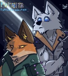  anthro arctic_fox brother_(lore) brothers_(lore) brown_body brown_fur canid canine canis clothed clothing duo duo_focus ears_up epic_games fennix_(fortnite) fortnite fox fur group holding_object holding_weapon low_res male mammal multicolored_body multicolored_fur muscular muscular_anthro muscular_male orange_body orange_fur parody pinumontbalou red_fox sibling_(lore) spikes true_fox volpez_(fortnite) weapon white_body white_fur 