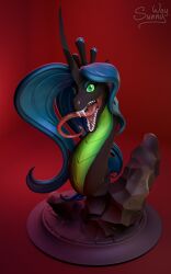  3d_(artwork) arthropod bust_portrait changeling chrysalis digital_media_(artwork) fangs feral figurine friendship_is_magic hasbro head hemlock_queen_bust hi_res horn my_little_pony open_mouth portrait queen_chrysalis_(mlp) redesign sculpture solo statue sunny_way teeth tongue tongue_out zbrush_(artwork) 