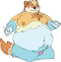  anthro bluey_(series) blush butterontoast embarrassed male obese overweight radley_heeler solo weight_gain 