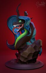  3d_(artwork) arthropod bust_portrait changeling chrysalis digital_media_(artwork) fangs feral figurine friendship_is_magic hasbro head hemlock_queen_bust hi_res horn my_little_pony open_mouth portrait queen_chrysalis_(mlp) redesign sculpture solo statue sunny_way teeth tongue tongue_out zbrush_(artwork) 