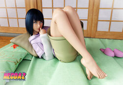  1girls 3d adult barefoot bed bedroom black_hair boruto:_naruto_next_generations clothed_female commission feet feet_together female female_only foot_fetish foot_focus hyuuga_hinata looking_at_another looking_at_viewer milf naruto naruto_(series) necdaz91 outside solo solo_female toes white_eyes 