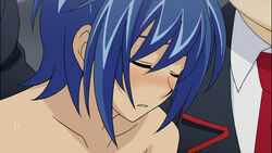  1boy blue_hair blush cardfight!!_vanguard edit edited male male_focus nude_filter photoshop sendou_aichi shirtless solo 