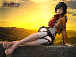  1girls 3d attack_on_titan bare_legs feet female female_only foot_fetish fully_clothed mikasa_ackerman necdaz91 shingeki_no_kyojin solo 