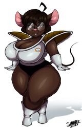  absurd_res anthro big_breasts breasts cleavage clothed clothing cosplay digital_media_(artwork) dragon_ball dragon_ball_z eyewear female ginyu_force glasses gwen_geek gwen_martin hi_res mammal mouse murid murine rodent shaded solo superix thick_thighs 